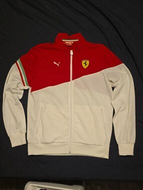 Puma Red and White Ferrari-Inspired Track Jacket